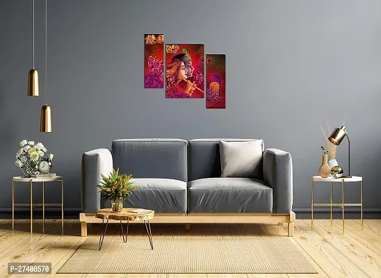 Set Of 3-Piece Digital Modern Radha Krishna (RK) Wall Art Painting Set (12x18 Inch, Multicolor) - Perfect For Home Decor, Living Room, Office And Gifting.-thumb4