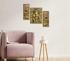 Set Of 3-Piece Modern Digital Ganesha Wall Art Painting Set (G4) (12x18 Inch, Multicolor) - Perfect For Home Decor, Living Room, Office And Gifting.-thumb3