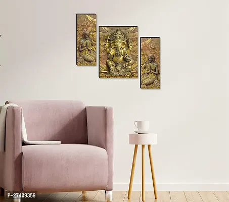 Set Of 3-Piece Modern Digital Ganesha Wall Art Painting Set (G4) (12x18 Inch, Multicolor) - Perfect For Home Decor, Living Room, Office And Gifting.-thumb4