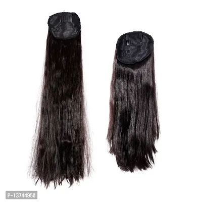 Shivarth Hair Wig, Juda Wig with Stone Work Hair Accessories for Women and girls, Hair Extension Black Colour Long and Short Hair,Straight Hair 26-30 and 16-18 Inches (Combo Pack of 2)-thumb3