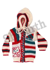 Shivarth Frock  Hooded Sweater with Payajami,Cap,Mittens Handmade Sweatshirt Cartoon Colour Block Printed Soft Winter Wear for Baby Girl  Boy (6Months to 18Months, Beige)-thumb4