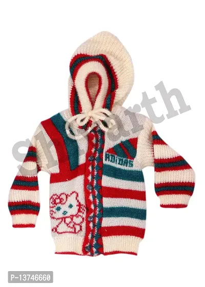 Shivarth Frock  Hooded Sweater with Payajami,Cap,Mittens Handmade Sweatshirt Cartoon Colour Block Printed Soft Winter Wear for Baby Girl  Boy (6Months to 18Months, Beige)-thumb5