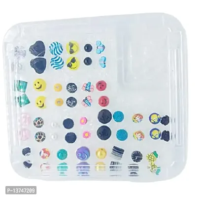 Shivarth Multicolor Assorted Design Small Stud Earrings with Plastic Back for Girls and Women Casual Wear ( Combo of 30 Pair )-thumb0