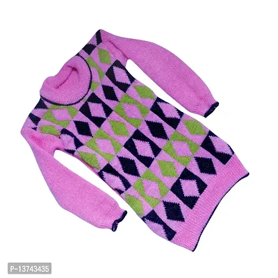 Shivarth Woollen Sweatshirt Sweater Winter Full Sleeve Kite Pattern Design Round Neck Wool Top Cum Top Sweater for Girls (2-3 Years) (2-3 Years, Purple 1)-thumb0