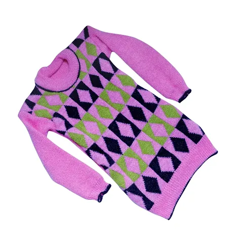 Shivarth Woollen Sweatshirt Sweater Winter Clothing Full Sleeve Round Neck Wool Top Sweater for Girls Multicolour (2-3 Years)