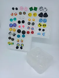 Shivarth Multicolor Assorted Design Small Stud Earrings with Plastic Back for Girls and Women Casual Wear ( Combo of 30 Pair )-thumb4