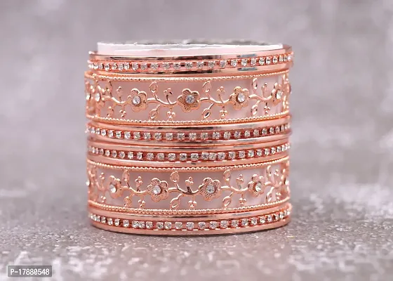 Shivarth Bangles set Rose Gold Design Artificial Stone Studded Jewellery Traditional Metal Blacelets Bangles Set for Women  Girls-thumb5