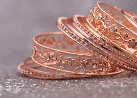 Shivarth Bangles set Rose Gold Design Artificial Stone Studded Jewellery Traditional Metal Blacelets Bangles Set for Women  Girls-thumb1