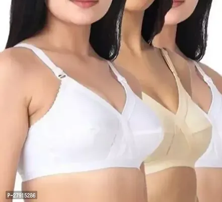 Women non padded white cotton 3 pcs bra-thumb0