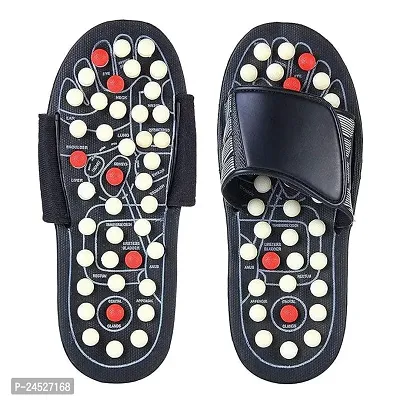 Ekin Accupressure And Magnetic Slippers For Blood Circulation Foot Massager Slippers For Men And Women 10, Black
