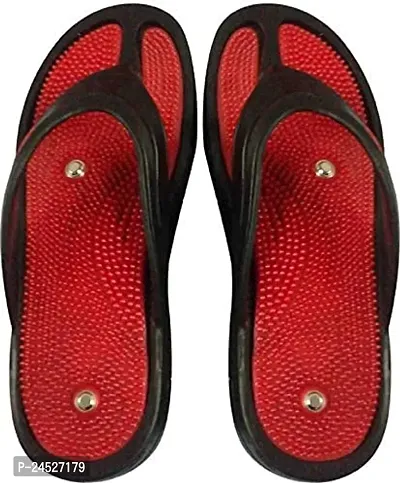 Ekin Accupressure  Magnetic Slipper Red And Black Blood Circulation Unisex For Men And Women Size-8-thumb0