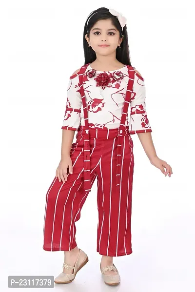 Multicolor Cotton Blend Jumpsuit For Girls