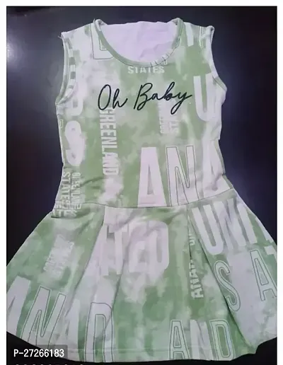 Fabulous Green Cotton Printed Partywear Dress For Girls-thumb0