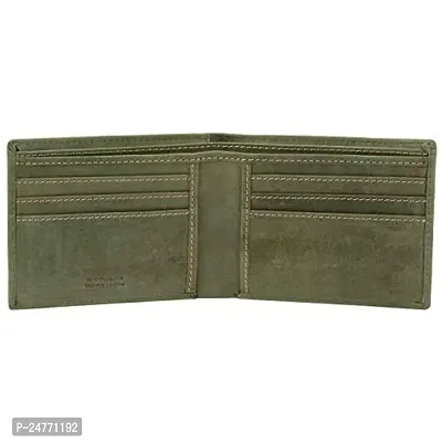 Rosvi Men's Green Leather Wallet  RFID Blocking Genuine Leather Men's Wallet (Green 3138)-thumb4