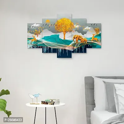 The unique trends. Set of Five Framed Painting for Wall Decoration, 3D Paintings for Home Decoration, Paintings for Living Room, Bedroom Big Size (125 X 60 CM)-thumb5