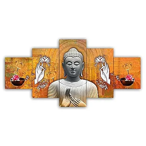 Chauhan Entreprises Buddha Paintings for Wall Decoration - Set Of 5, 3d Scenery Wall Painting for Living Room Large Size with Frames for Wall Decor (75 CM X 43 CM) B15MG