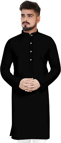 ZAKOD Men's Regular Fit Full Long Sleeve Cotton Mandarian Collar Knee Length Kurta Available Size:-M,L,XL,Multicolor