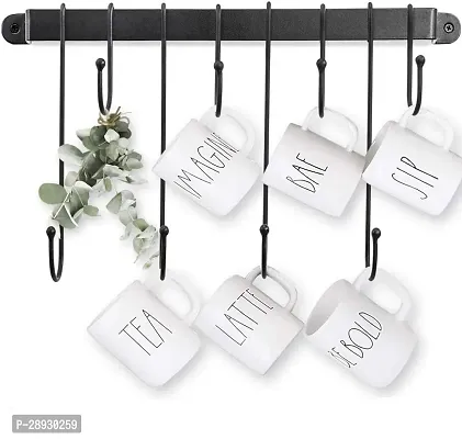 Iron Wall Mounted Coffee Mug Holder With 8 Hanging Hooks-thumb0