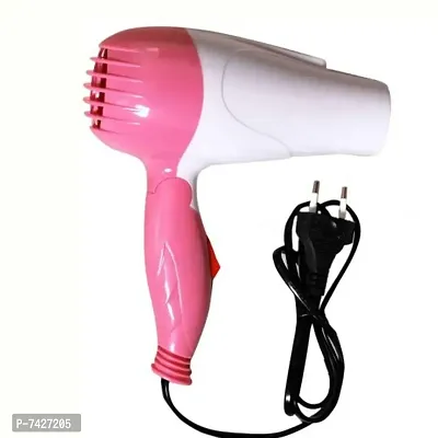 Professional Dryer NV-1290 Hair Dryer With 2 Speed Control For WOMEN and MEN, Electric Foldable Hair Dryer 1000 WATT (Pink and White)-thumb0