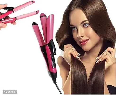 Compatible 2 In 1 Hair Straightener And Curler For Womens And Mens (Pink Color)