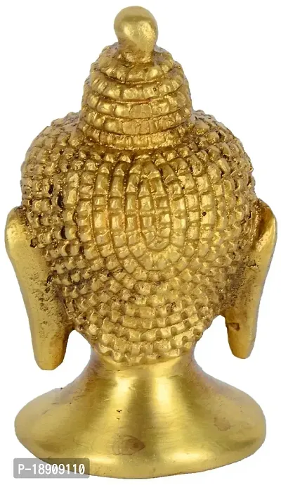 Aesthetic Decors Brass Buddha Head Idol (Gold)-thumb3