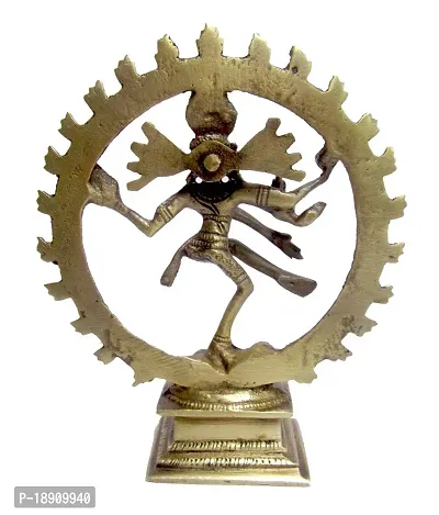 Aesthetic Decors Brass Natraj on Square Base (Gold Matte)-thumb4