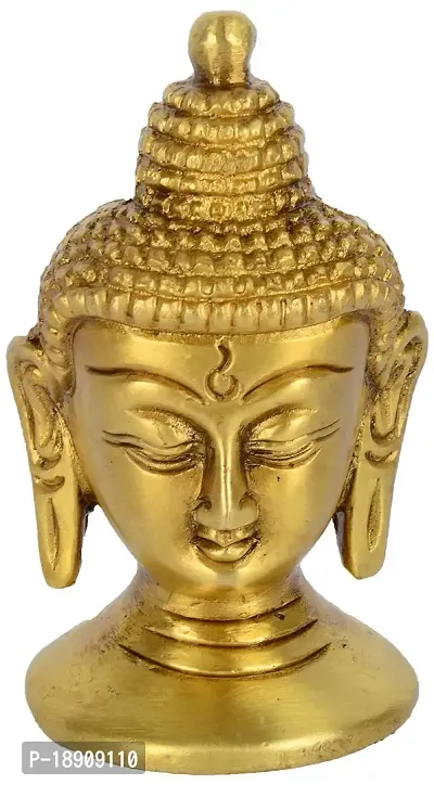 Aesthetic Decors Brass Buddha Head Idol (Gold)