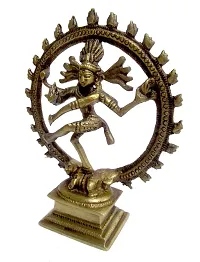 Aesthetic Decors Brass Natraj on Square Base (Gold Matte)-thumb1