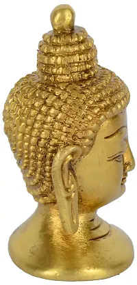 Aesthetic Decors Brass Buddha Head Idol (Gold)-thumb1