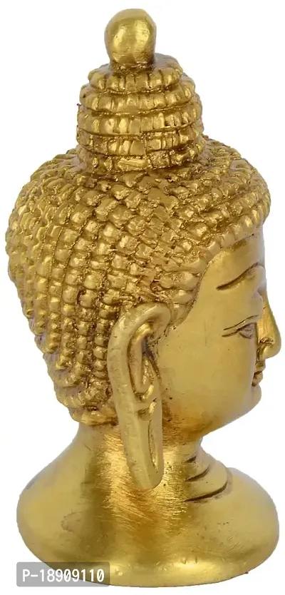 Aesthetic Decors Brass Buddha Head Idol (Gold)-thumb2