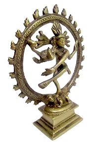 Aesthetic Decors Brass Natraj on Square Base (Gold Matte)-thumb2