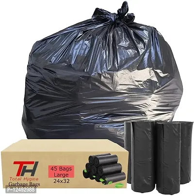 TH TOTAL HYGINE Oxo-Biodegradable Black Garbage Bags, Trash Bags, Dustbin Bags - Extra Large 30x37 Inches Pack of 4 Rolls, 60 Bags-thumb0