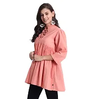 githaan Women's Cotton Casual Solid/Plain Top (Coral)-thumb3