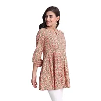 githaan Women's Cotton Casual Floral Printed Top (Peach)-thumb2