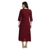 githaan Cotton Casual Solid Dress for Women and Girls in 48 Inch Length (Maroon)-thumb1