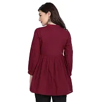 githaan Cotton Casual Maroon Solid Top for Women and Girls (Maroon)-thumb1