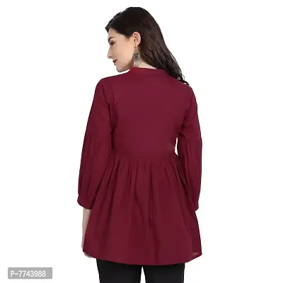 githaan Cotton Casual Maroon Solid Top for Women and Girls (Maroon)-thumb2