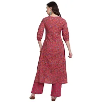 githaan Women's Casual Pink Printed Kurta Palazzo and Dupatta Set (Pink)-thumb1