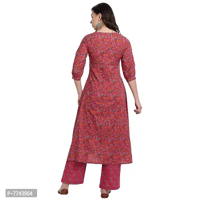 githaan Women's Casual Pink Printed Kurta Palazzo and Dupatta Set (Pink)-thumb2