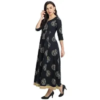 githaan Women's Cotton Casual Navy Blue Printed Dress-thumb3