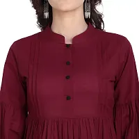 githaan Cotton Casual Maroon Solid Top for Women and Girls (Maroon)-thumb4