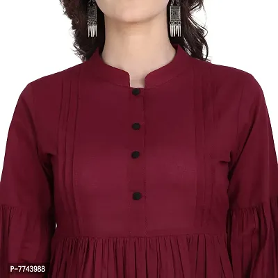 githaan Cotton Casual Maroon Solid Top for Women and Girls (Maroon)-thumb5