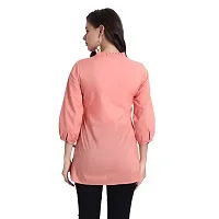 githaan Women Casual Cotton Solid/Plain Top (Coral)-thumb1