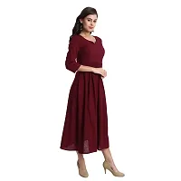 githaan Cotton Casual Solid Dress for Women and Girls in 48 Inch Length (Maroon)-thumb2