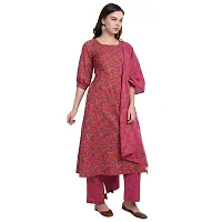 githaan Women's Casual Pink Printed Kurta Palazzo and Dupatta Set (Pink)-thumb2