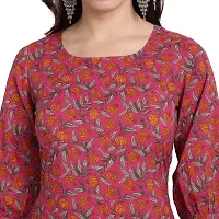 githaan Women's Casual Pink Printed Kurta Palazzo and Dupatta Set (Pink)-thumb4