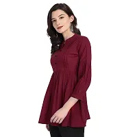 githaan Cotton Casual Maroon Solid Top for Women and Girls (Maroon)-thumb3