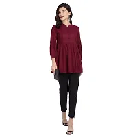 githaan Cotton Casual Maroon Solid Top for Women and Girls (Maroon)-thumb2