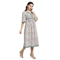 githaan Women's Cotton Casual White Floral Printed Dress-thumb2