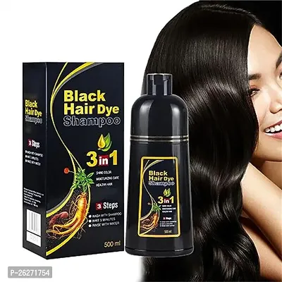 Herbal 3 in 1 Hair Dye Instant Black Hair Shampoo for Women  Men 500ml